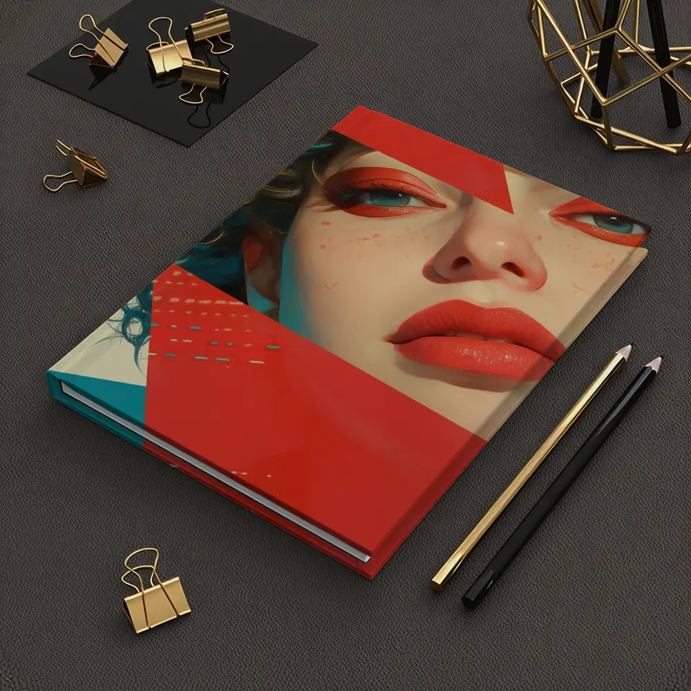Bold Red Makeup Woman Pop Art Style – Notebooks