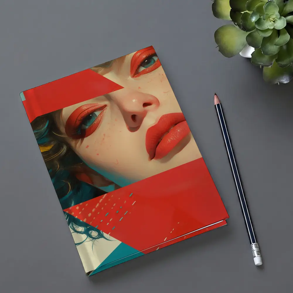 Bold Red Makeup Woman Pop Art Style – Notebooks