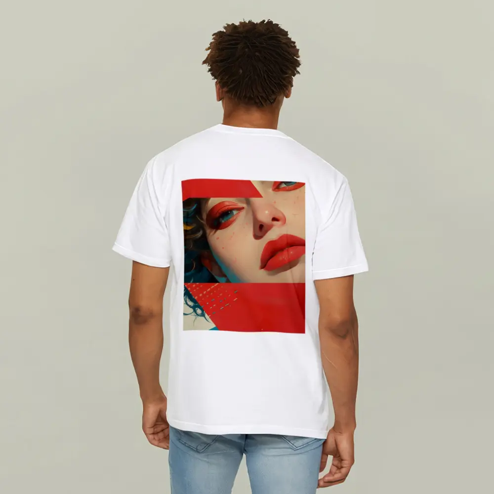 Bold Red Makeup Woman Pop Art Style – T-Shirts