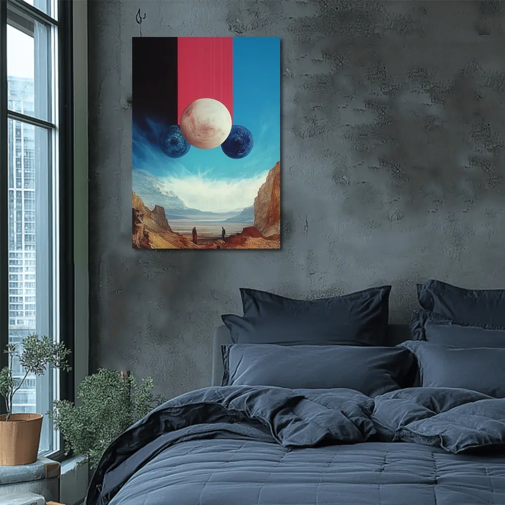 Surreal Planets Desert Canyon Collage Art – Wall Art