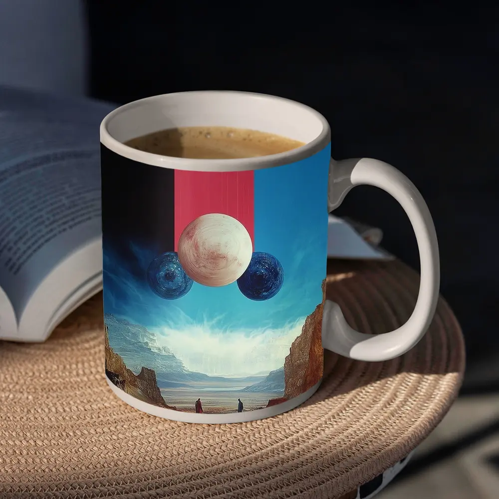 Surreal Planets Desert Canyon Collage Art – Mugs