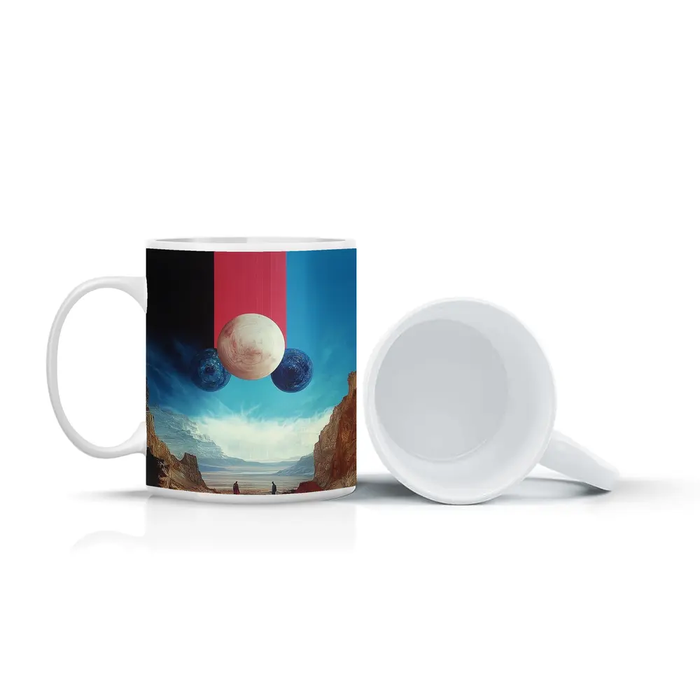 Surreal Planets Desert Canyon Collage Art – Mugs