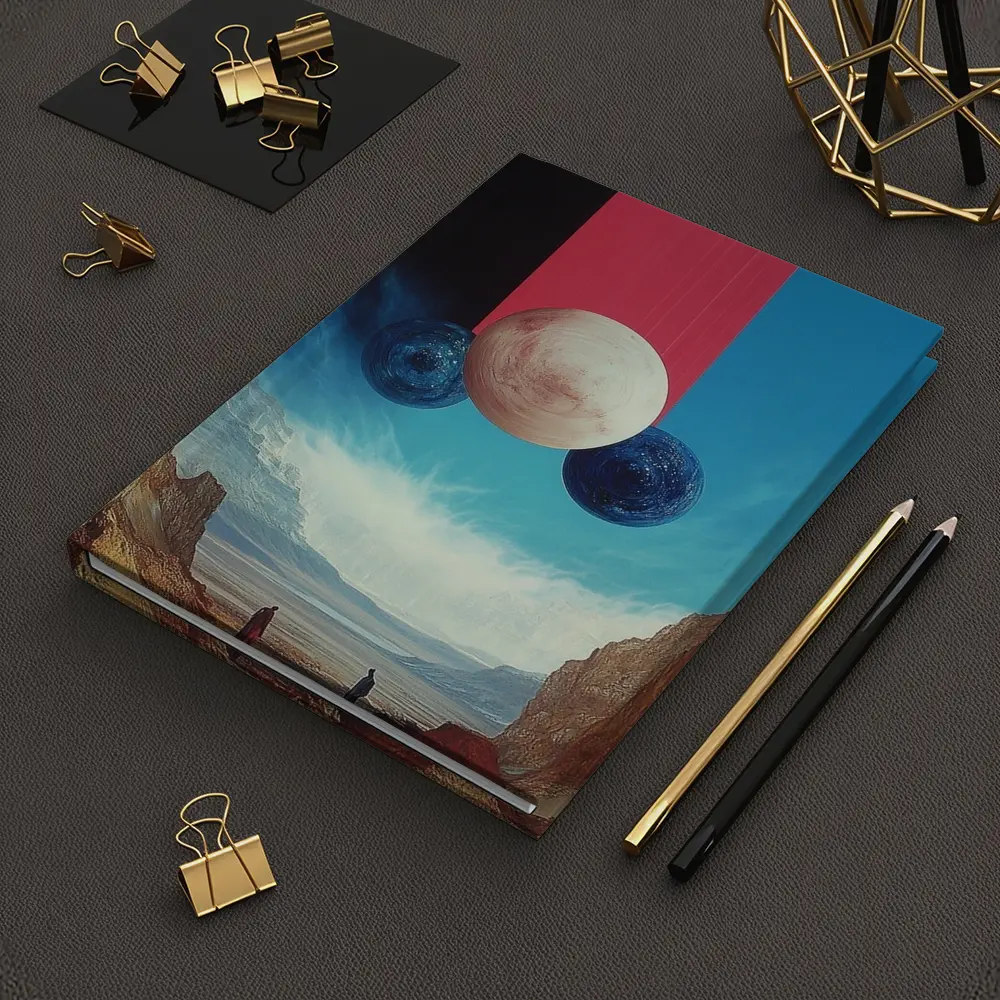 Surreal Planets Desert Canyon Collage Art – Notebooks