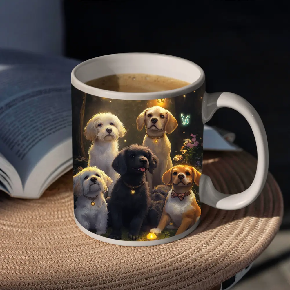 Cute Dogs Gathering in Enchanted Forest – Mugs