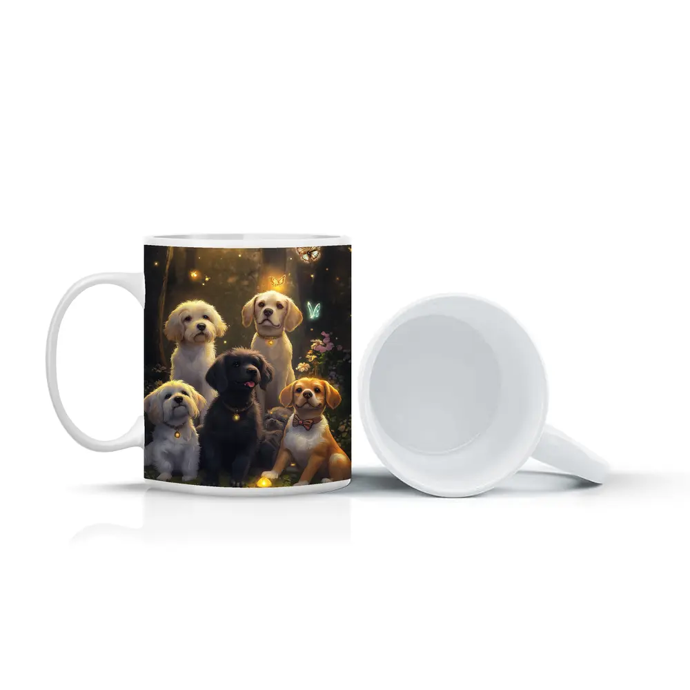 Cute Dogs Gathering in Enchanted Forest – Mugs