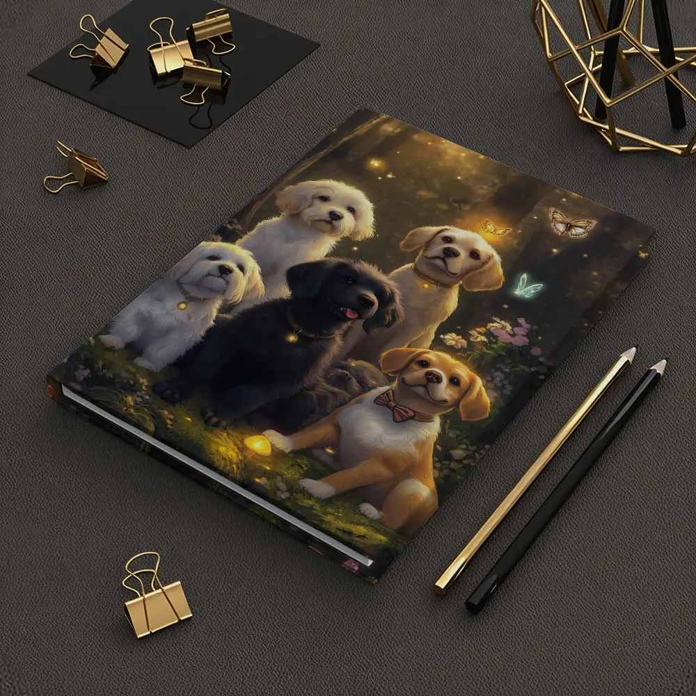 Cute Dogs Gathering in Enchanted Forest – Notebooks