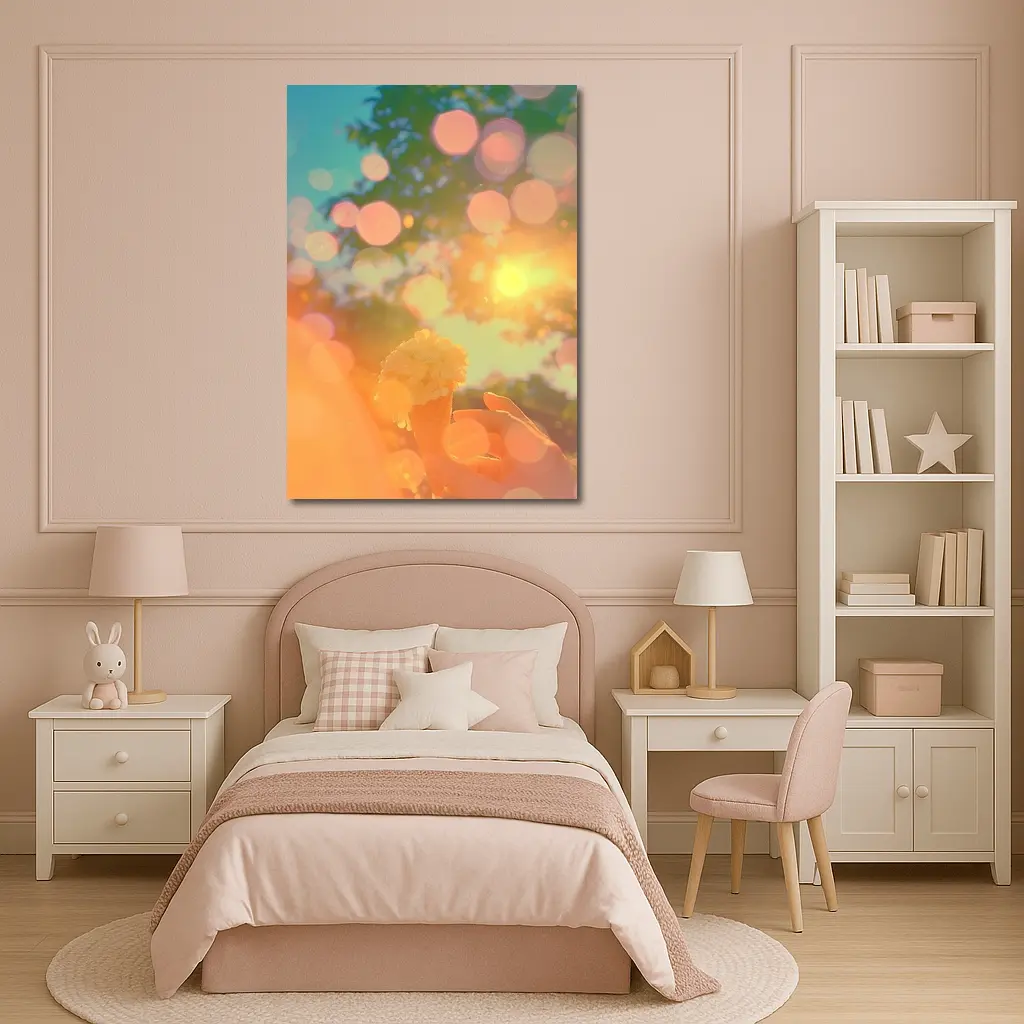 Ice Cream Cone Held Against Summer Sky – Wall Art
