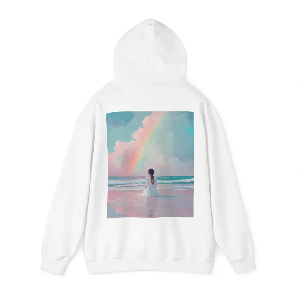 Woman Sitting Beach Pastel Rainbow Oil Painting – Hoodies