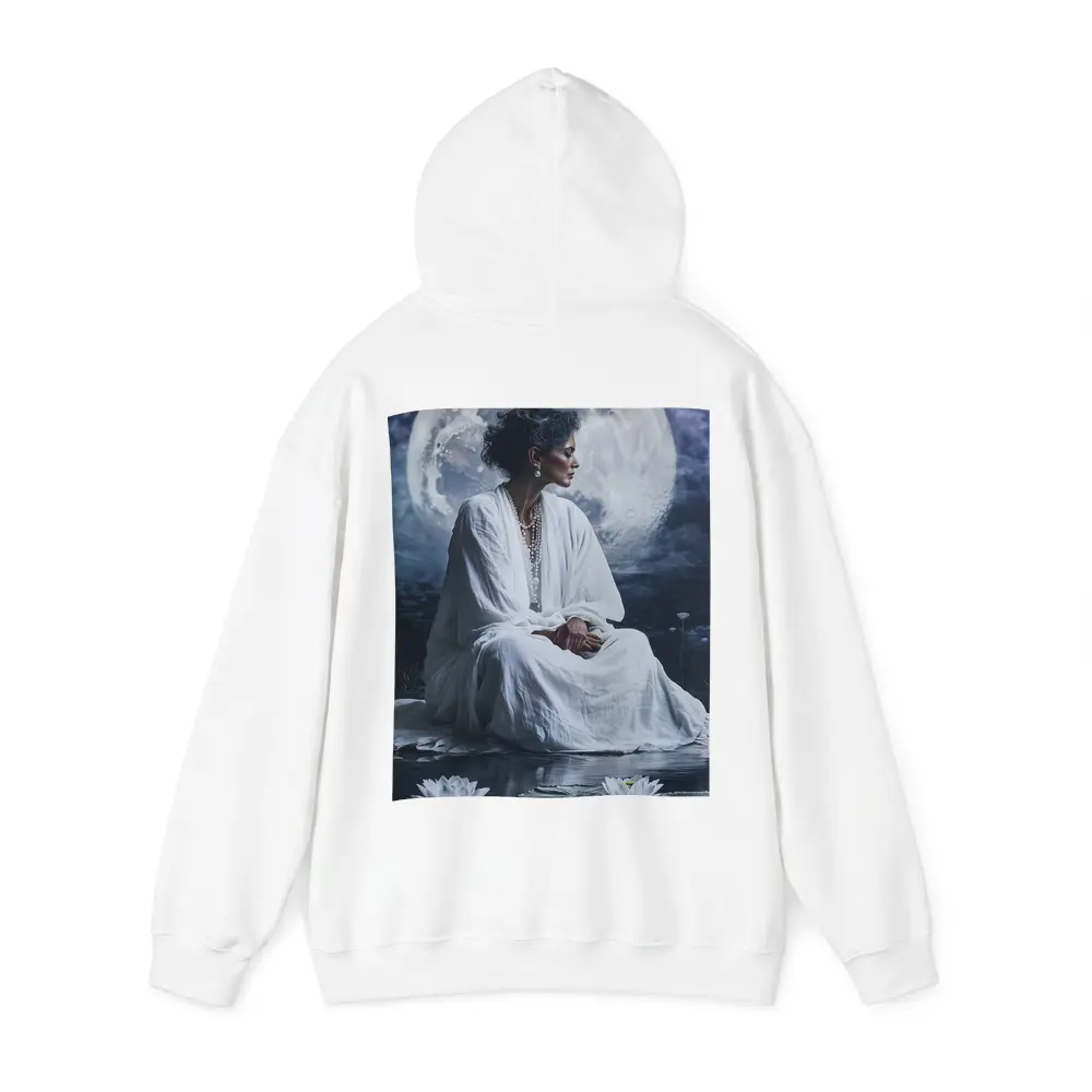 Woman in White Lotus Moonlight Fantasy Art – Hoodies