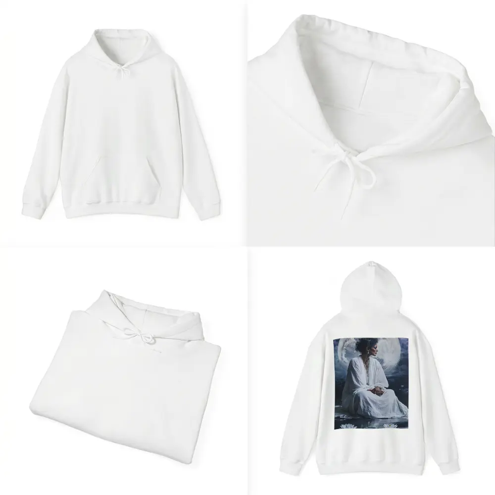 Woman in White Lotus Moonlight Fantasy Art – Hoodies
