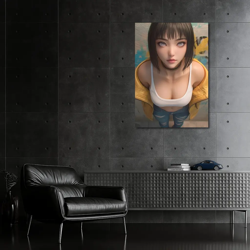 Anime Girl Yellow Jacket Graffiti Wall – Wall Art