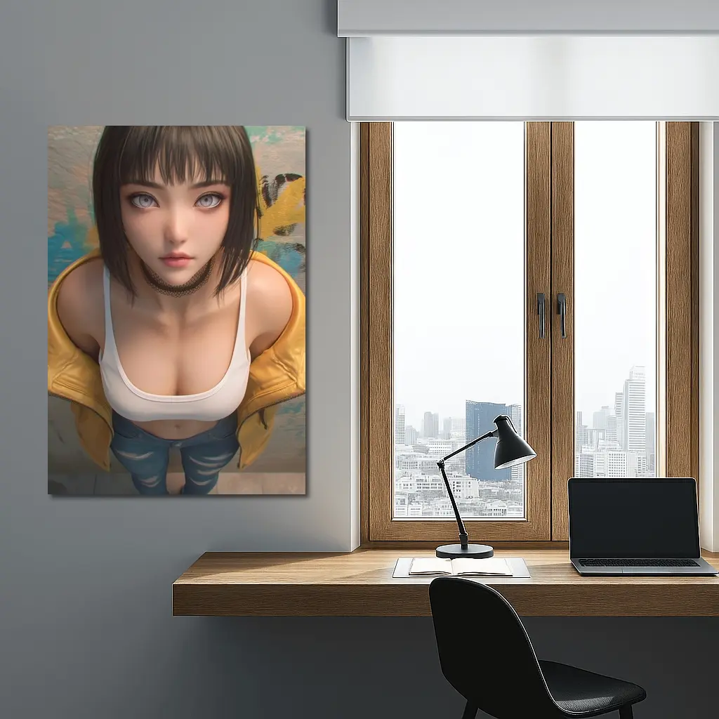 Anime Girl Yellow Jacket Graffiti Wall – Wall Art