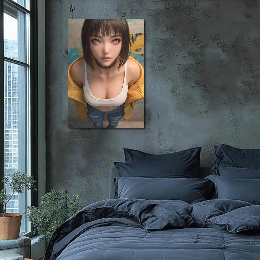 Anime Girl Yellow Jacket Graffiti Wall – Wall Art