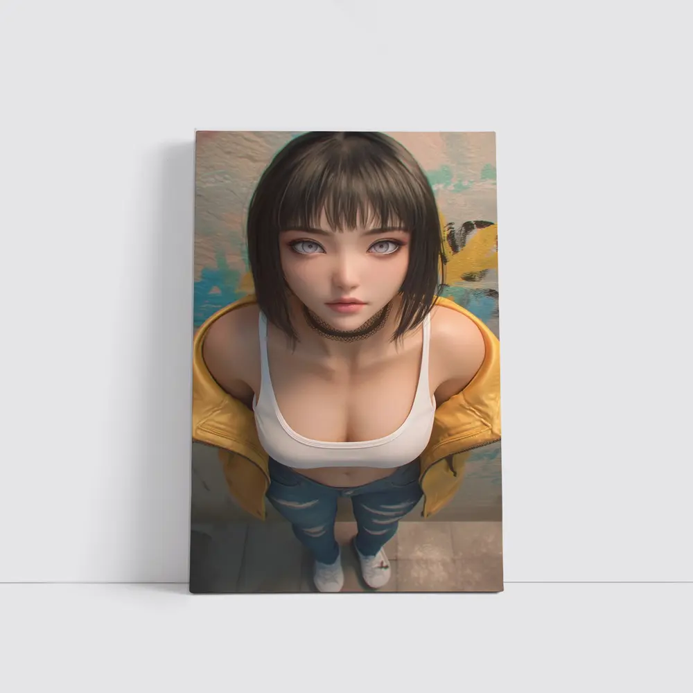 Anime Girl Yellow Jacket Graffiti Wall – Wall Art