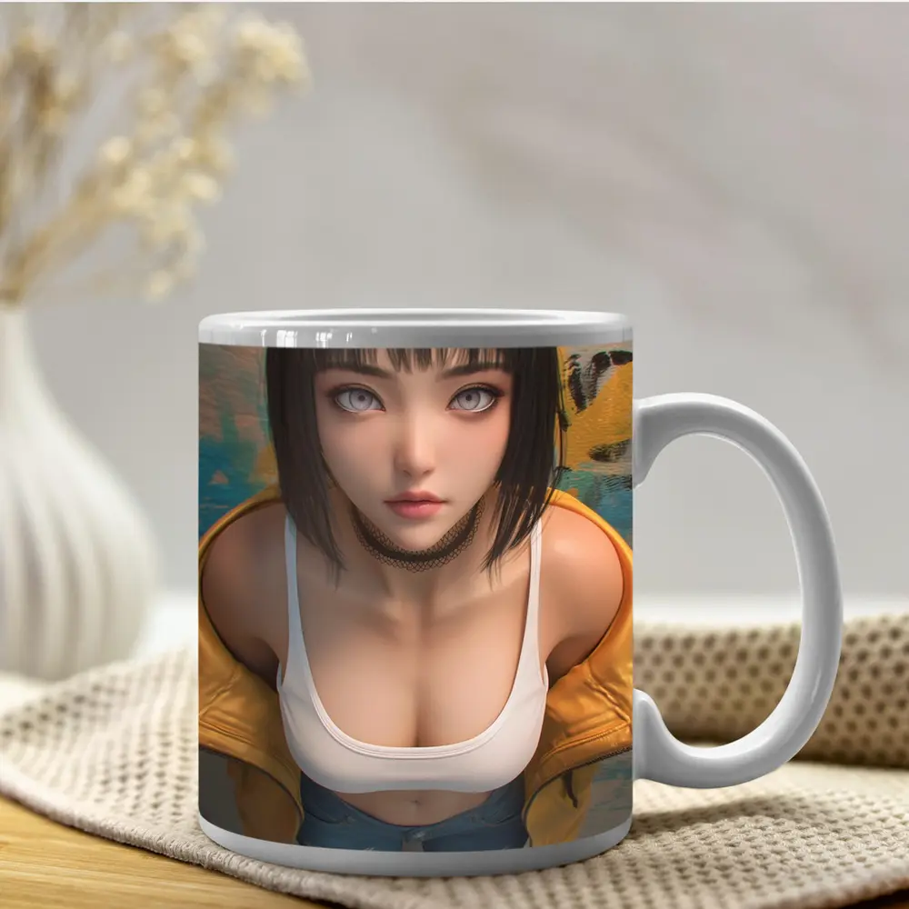Anime Girl Yellow Jacket Graffiti Wall – Mugs
