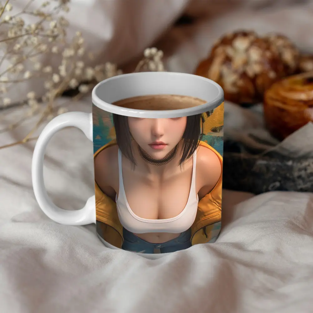 Anime Girl Yellow Jacket Graffiti Wall – Mugs