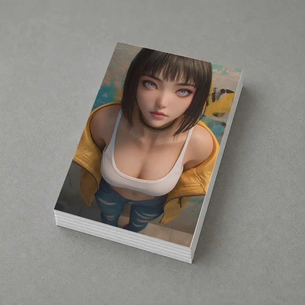 Anime Girl Yellow Jacket Graffiti Wall – Postcards