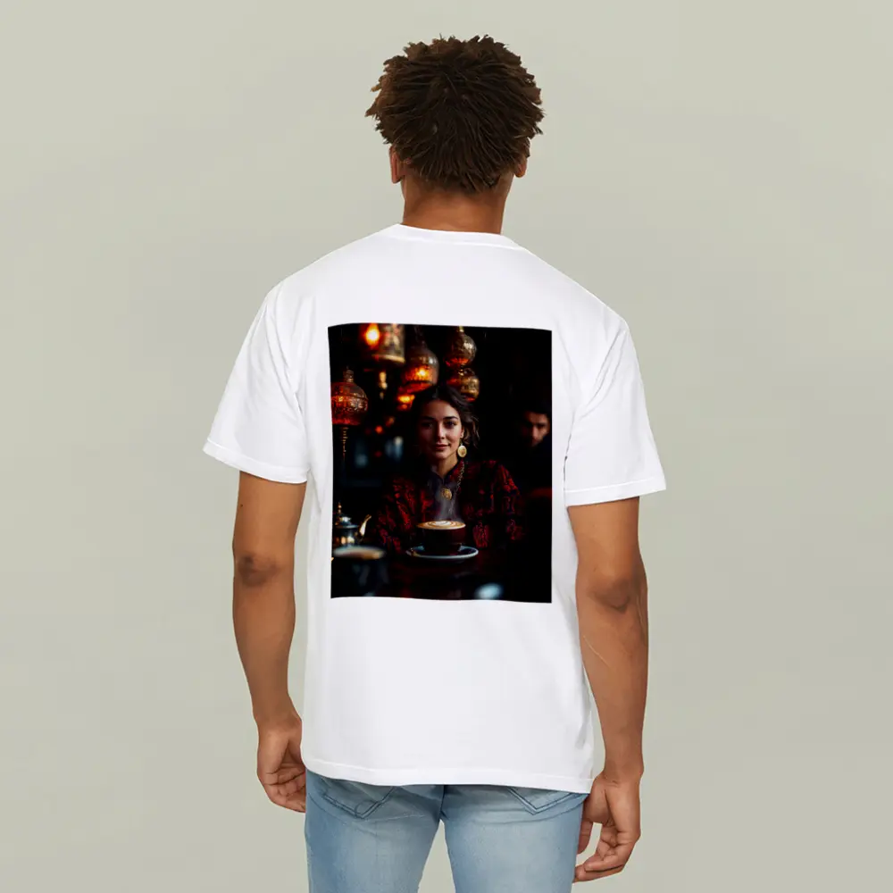 Woman in Turkish Cafe with Ornate Lanterns – T-Shirts