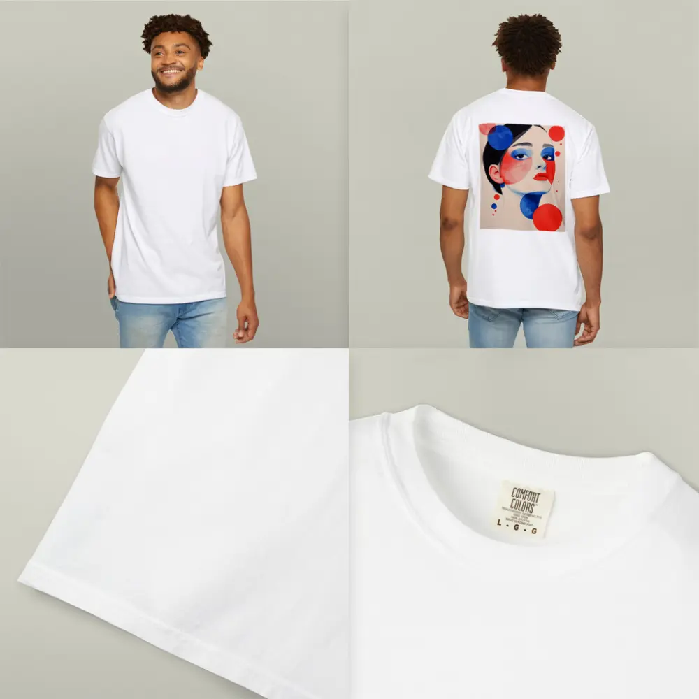 Abstract Woman Portrait Red Blue Geometric Circles – T-Shirts