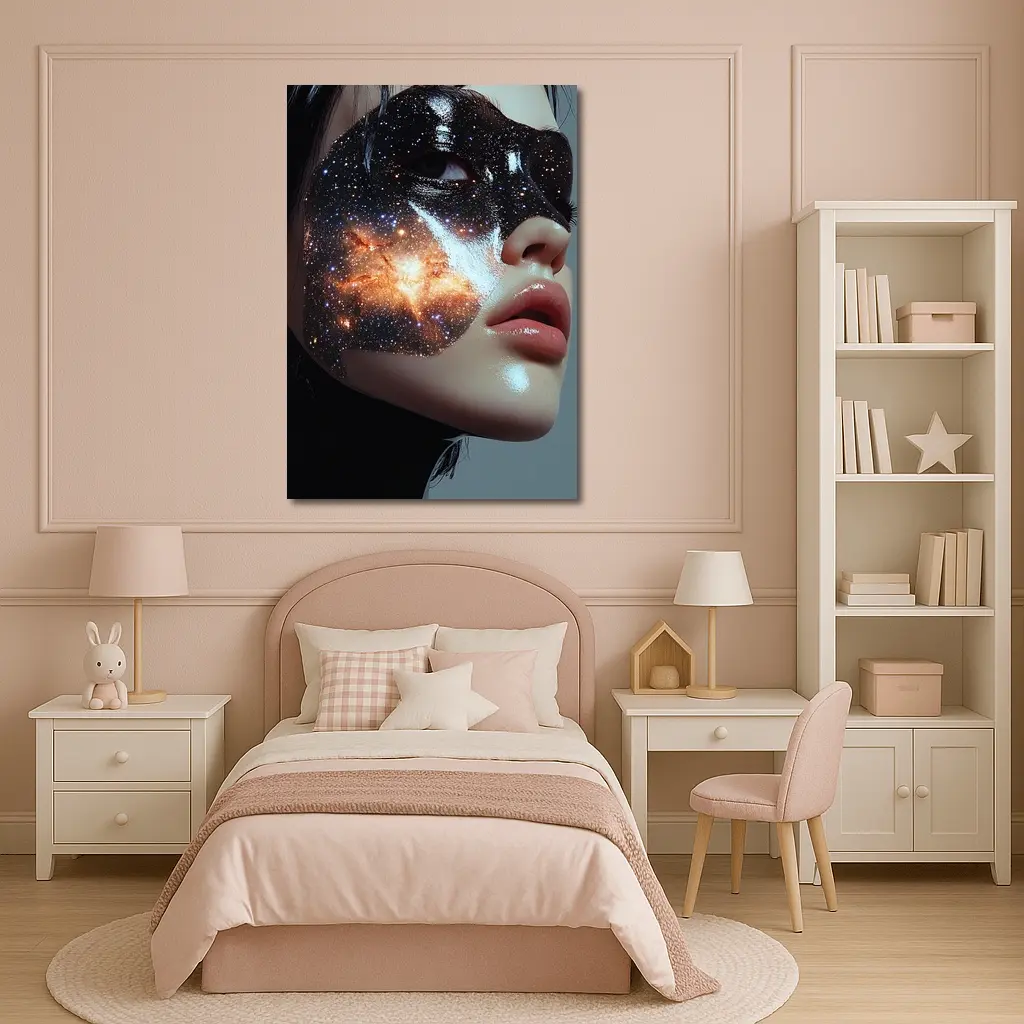 Woman Face Galaxy Mask Space Art – Wall Art