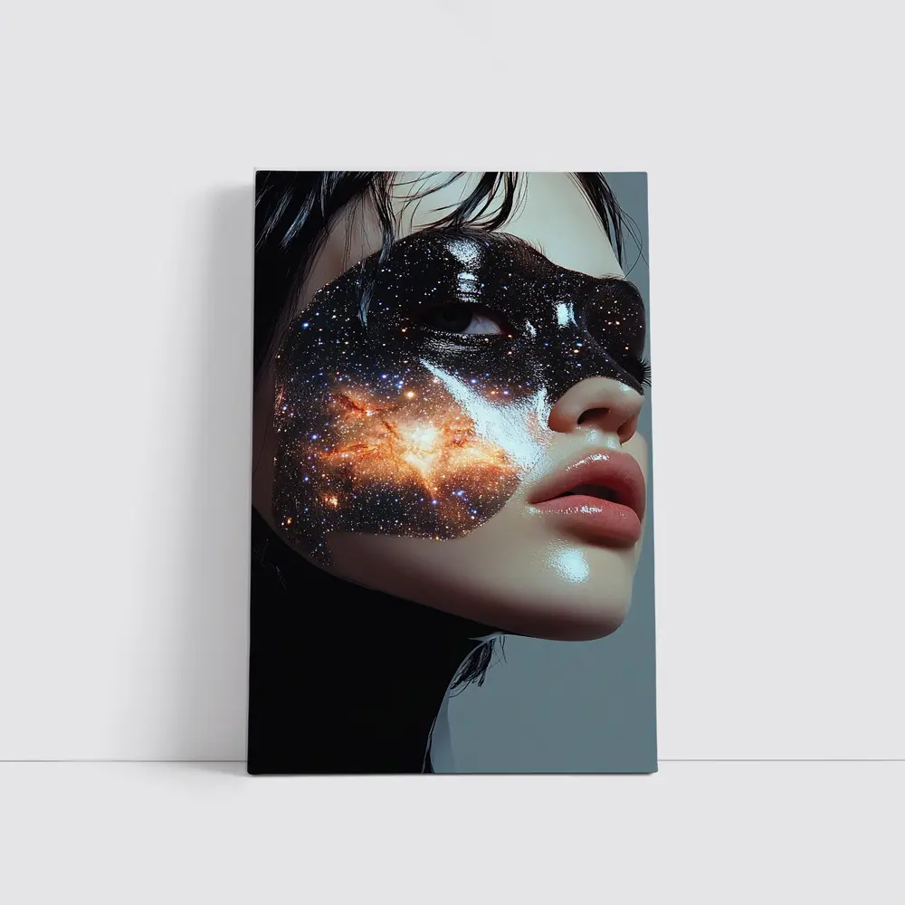 Woman Face Galaxy Mask Space Art – Wall Art