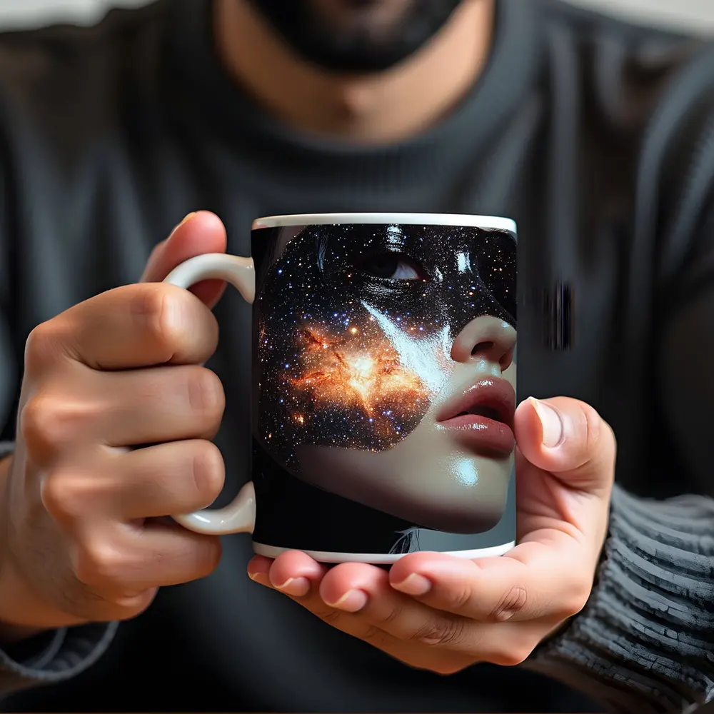 Woman Face Galaxy Mask Space Art – Mugs