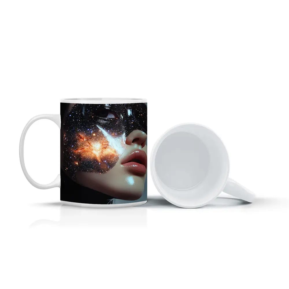 Woman Face Galaxy Mask Space Art – Mugs