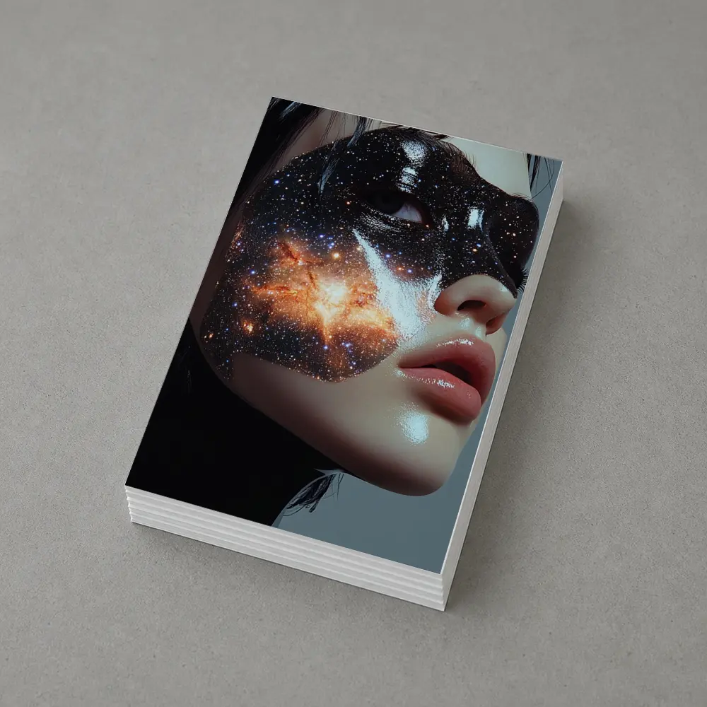 Woman Face Galaxy Mask Space Art – Postcards