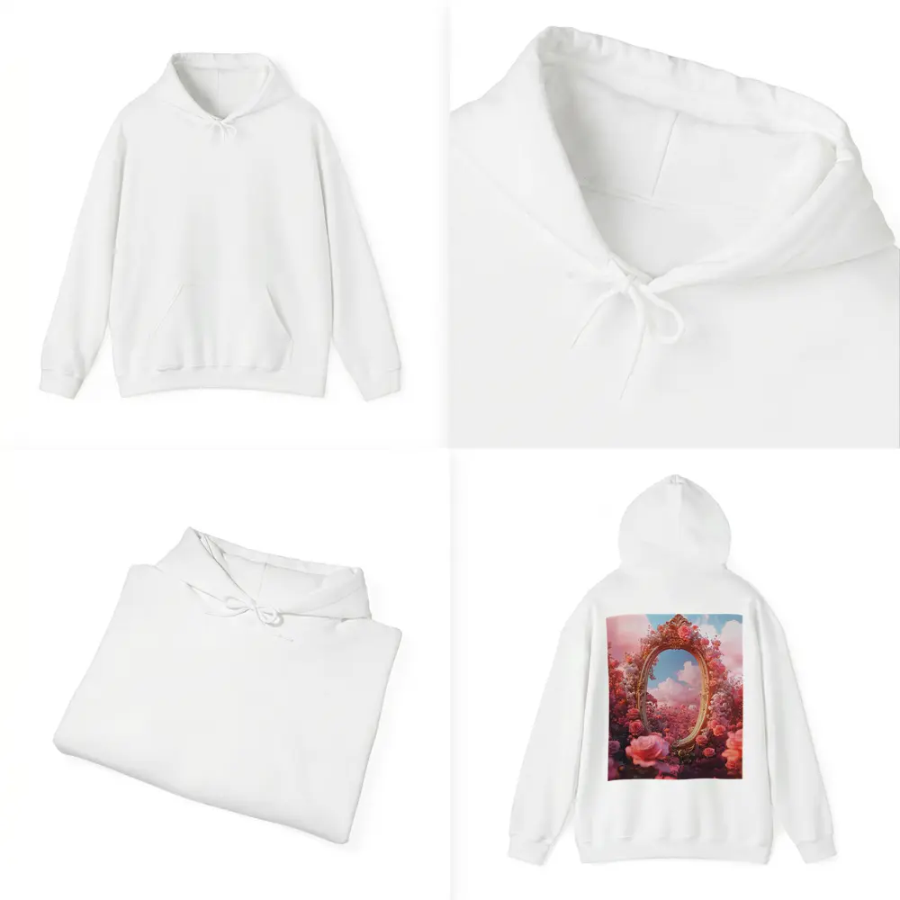 Gold Ornate Mirror Roses Pink Sky – Hoodies
