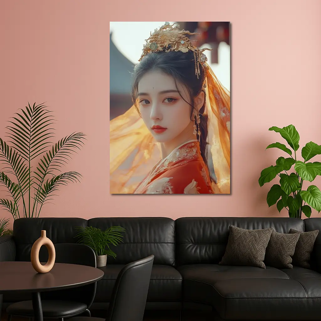 Chinese Hanfu Woman Red Traditional Dress – Wall Art