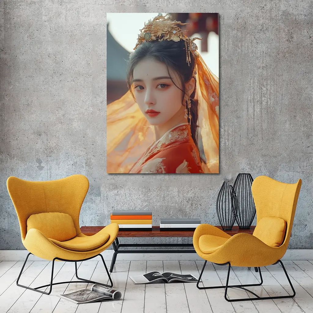 Chinese Hanfu Woman Red Traditional Dress – Wall Art