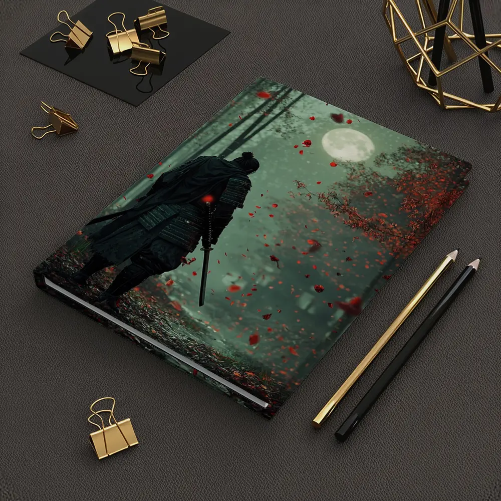 Samurai Warrior Moon Forest Red Petals – Notebooks