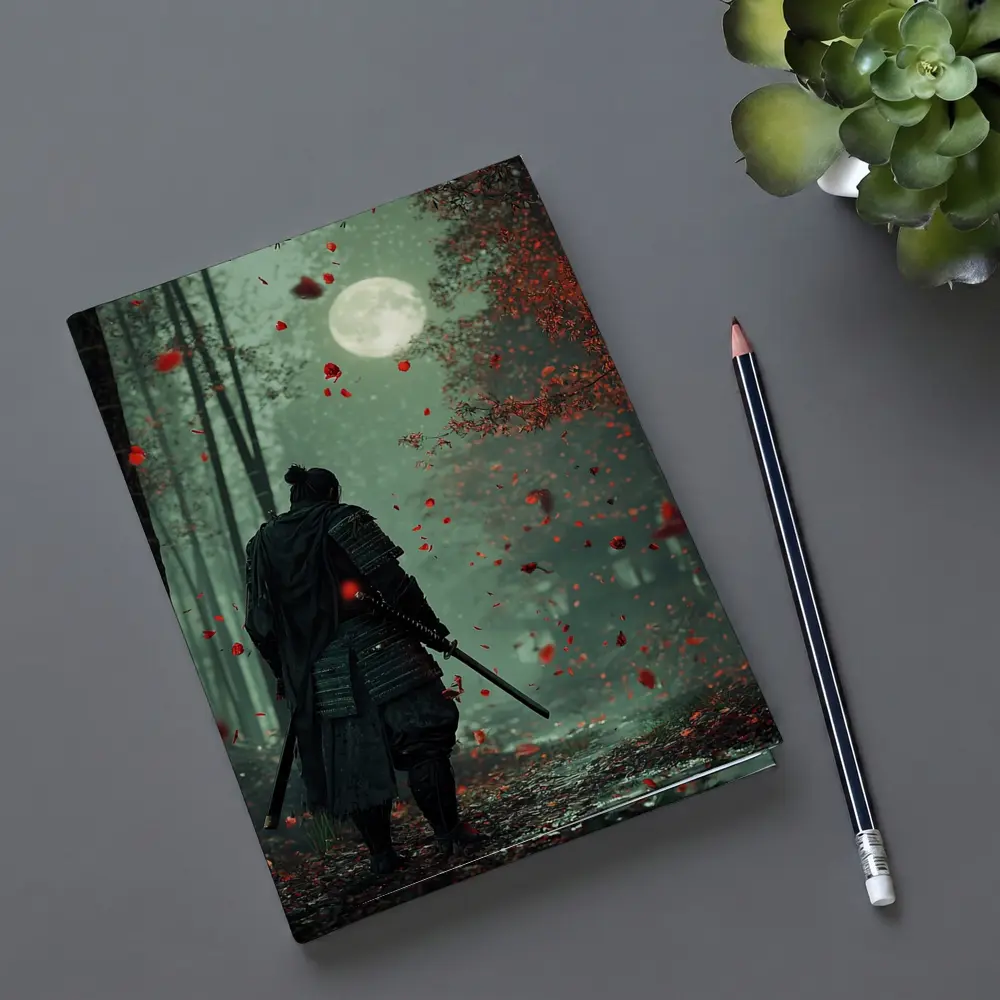 Samurai Warrior Moon Forest Red Petals – Notebooks