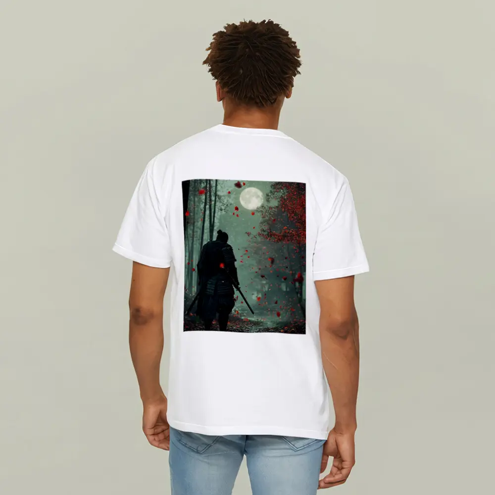 Samurai Warrior Moon Forest Red Petals – T-Shirts