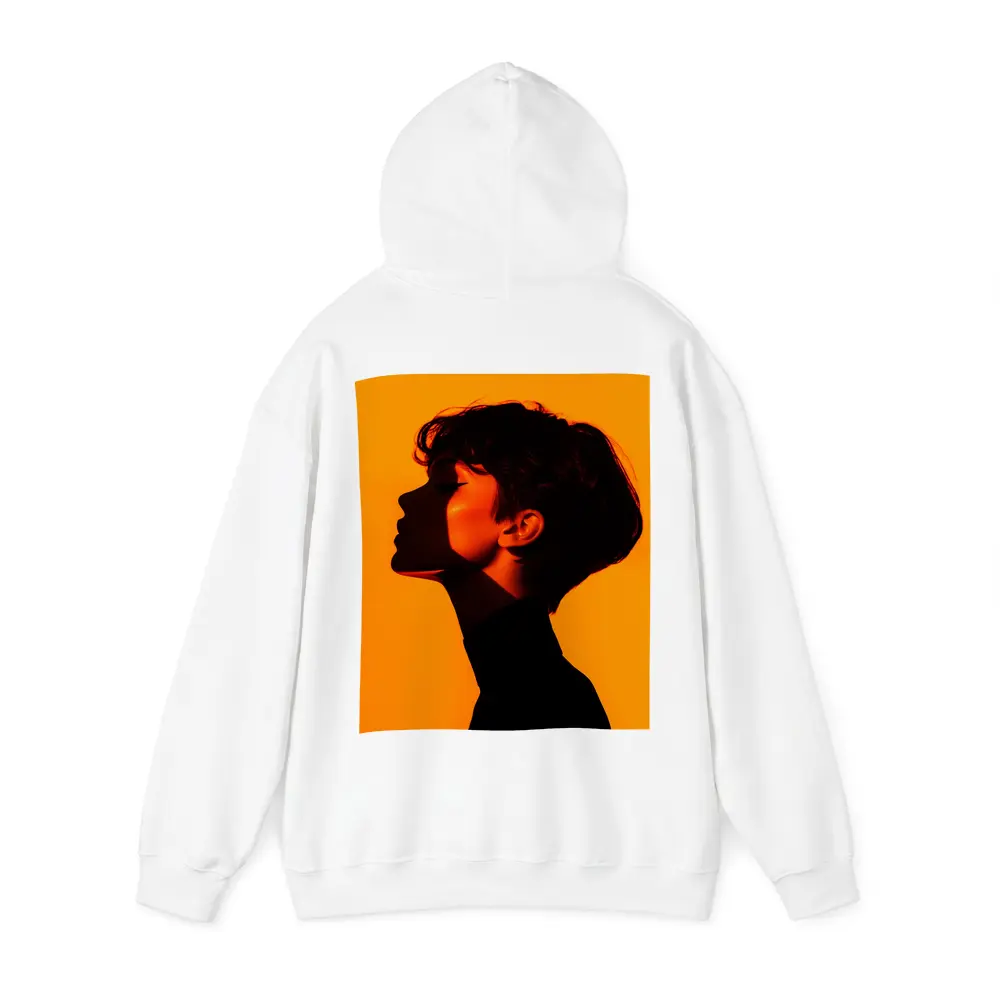 Woman Silhouette Profile Portrait Orange Background – Hoodies