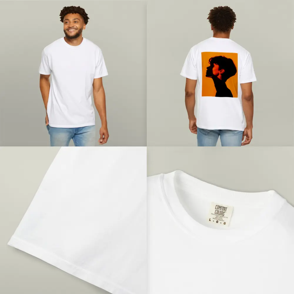 Woman Silhouette Profile Portrait Orange Background – T-Shirts