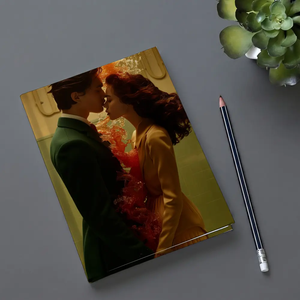 Couple Kissing Fire Water Surreal Romance – Notebooks