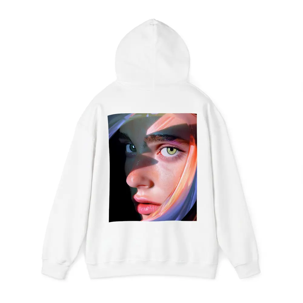 Surreal Woman Face Neon Glow Dark Background – Hoodies