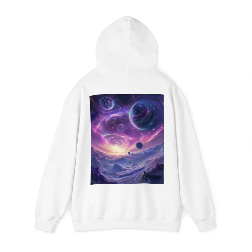 Fantasy Space Planets Purple Galaxy Mountains Art – Hoodies
