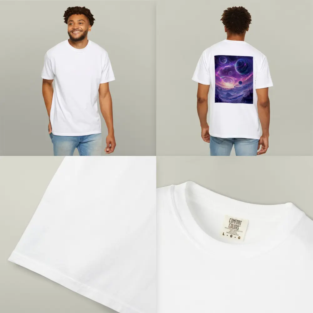 Fantasy Space Planets Purple Galaxy Mountains Art – T-Shirts