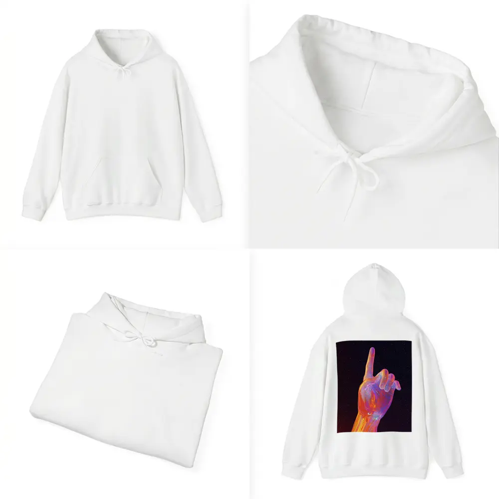 Holographic Glass Hand Pointing Starry Night – Hoodies
