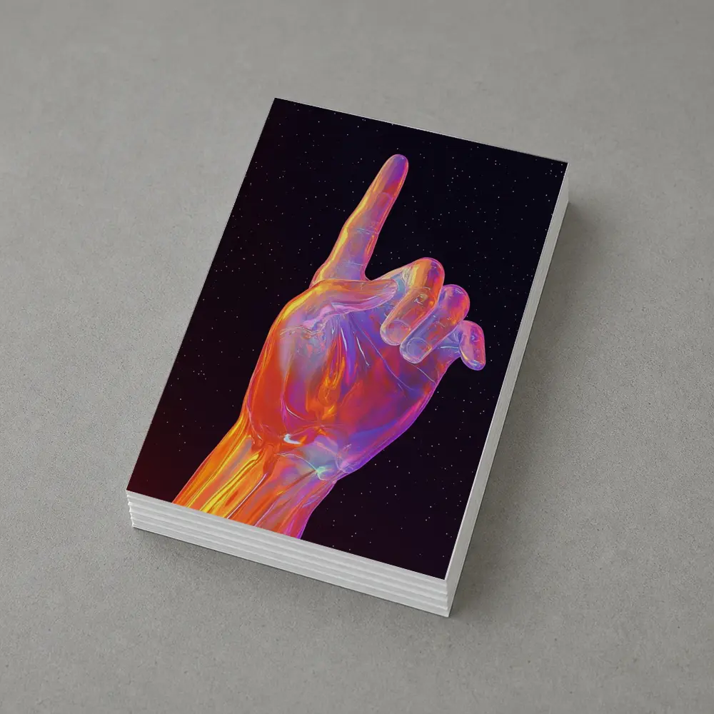 Holographic Glass Hand Pointing Starry Night – Postcards
