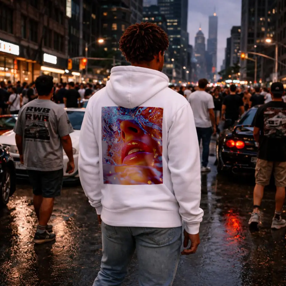 Woman Face Submerged in Liquid Water Art – Hoodies