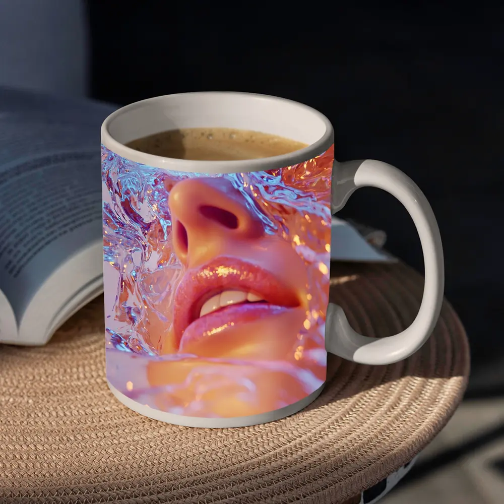 Woman Face Submerged in Liquid Water Art – Mugs