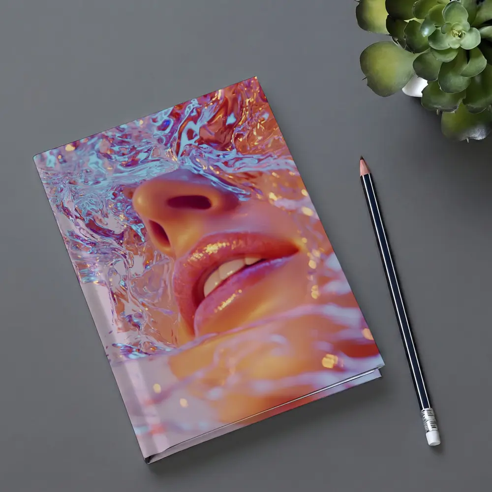 Woman Face Submerged in Liquid Water Art – Notebooks