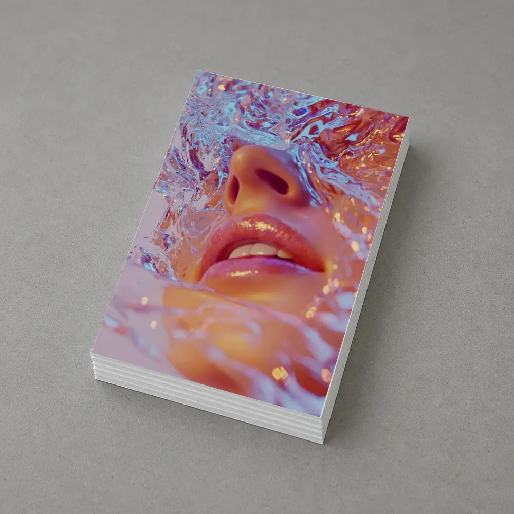 Woman Face Submerged in Liquid Water Art – Postcards