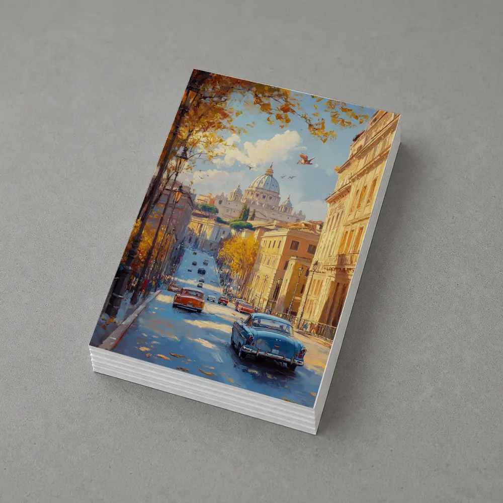 Rome Street Classic Cars St Peters Painting – Postcards