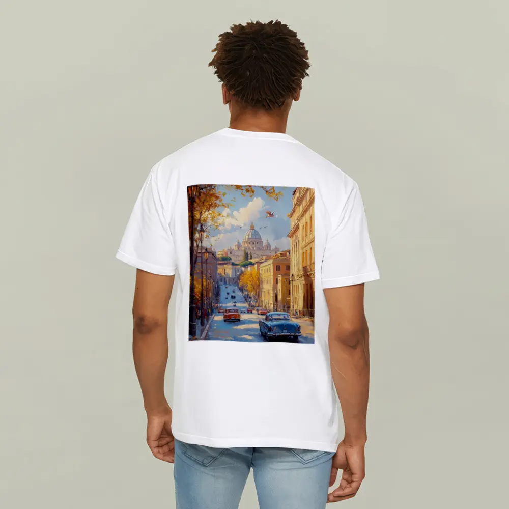 Rome Street Classic Cars St Peters Painting – T-Shirts