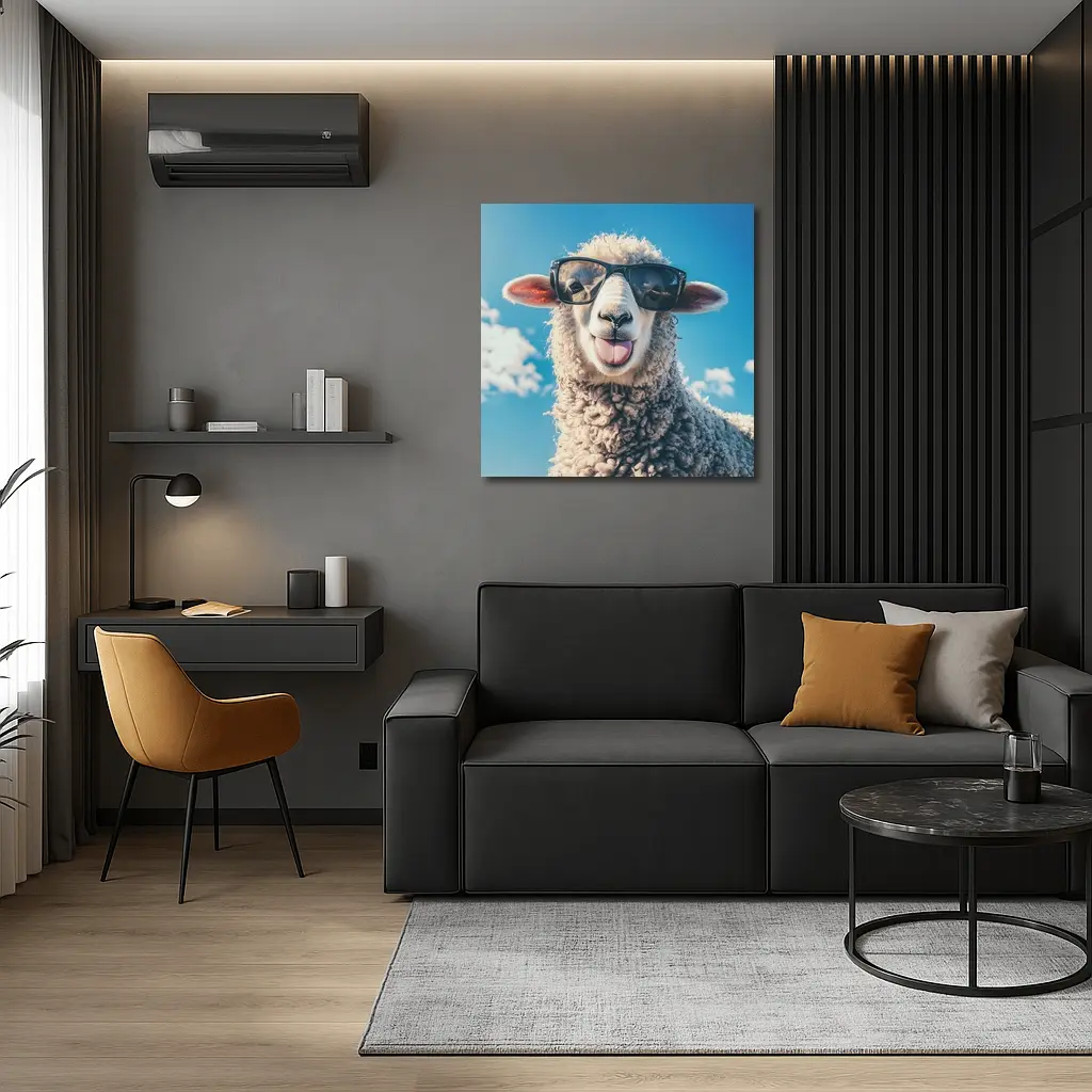 Cool Sheep Wearing Sunglasses Blue Sky – Wall Art