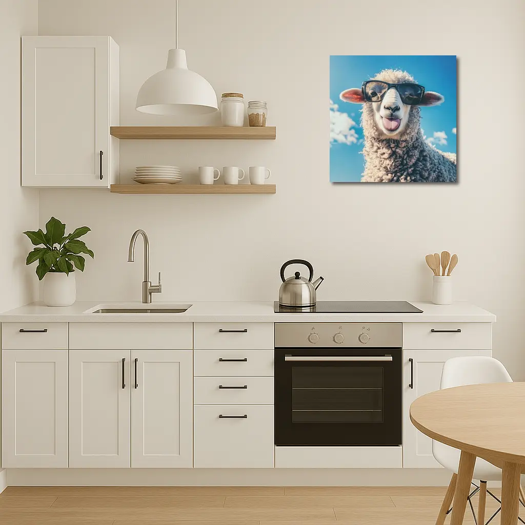 Cool Sheep Wearing Sunglasses Blue Sky – Wall Art